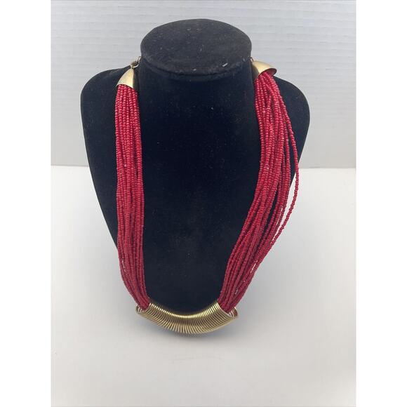 Vintage Charming Charlie Necklace Silver Tone Seed Bead Multi Strand Glass B#8 - Picture 6 of 8